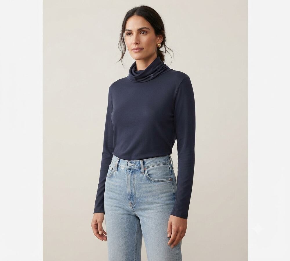 Peruvian Connection Navy Extreme Turtleneck NWT Pima Cotton Quiet Luxury XL